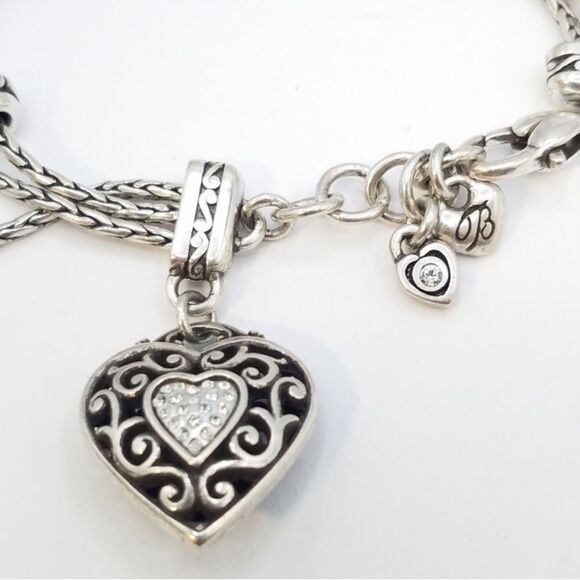 BRIGHTON Three Strand Sweetheart Heart Silver Tone Bracelet - Picture 2 of 4